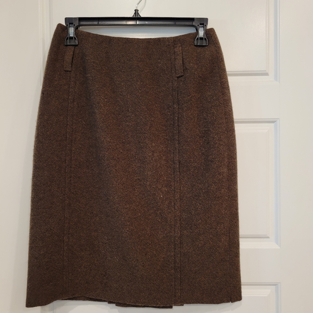 ESCADA COUTURE BROWN TWEED WOOL SKIRT SIZE 36 US SIZE 6